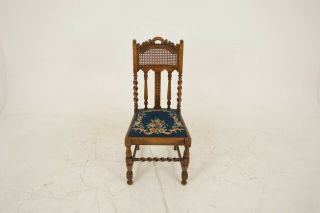 Antique Oak Barley Twist Chair,  Needlepoint Seat,  Scotland 1920,  B2101