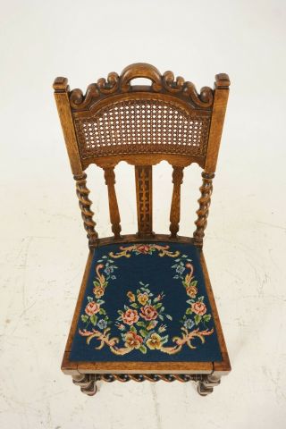 Antique Oak Barley Twist Chair,  Needlepoint Seat,  Scotland 1920,  B2101 2