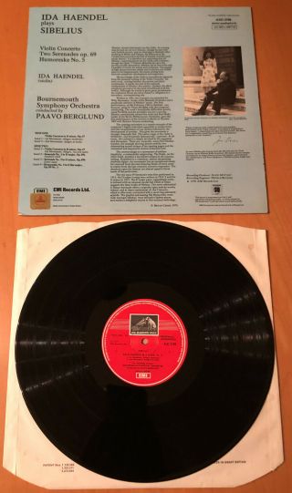 IDA HAENDEL PLAYS SIBELIUS VIOLIN CTO / 2 SERENADES UK EMI HMV ASD 3199 QUAD 2