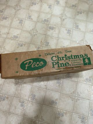 Vintage Peco 4 Ft Aluminum Christmas Pine Tree - Model 2418.  55 Pom Poms