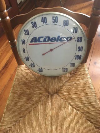 Vintage Ac Delco 12 " Round Thermometer Glass Bubble Front