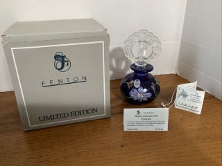 Vintage Fenton Royal Purple Hand Painted Ltd Ed Perfume Bottle Box Tags