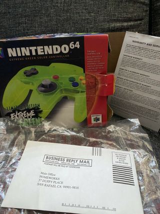 Vintage Nintendo 64 N64 Authentic Le Extreme Green Controller Box Rare