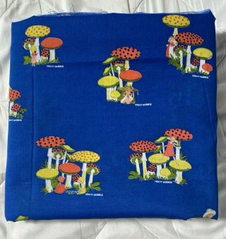 Holly Hobbie Fabric Vintage 5,  Yards Mushrooms Mushroom Patchwork Doll Blue