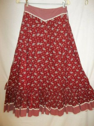 Gunne Sax Jessica Mcclintock Vintage Red Calico Floral Cottagecore Skirt 9