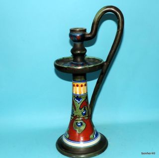 Vintage Art - Crafts Gouda Zuid - Holland Dutch Folk Art Deco Rhodian Candlestick