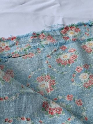 VINTAGE PRINTED FEED SACK FOR QUILTING/CRAFTS 36” X 44” BLUE WITH FLOWERS GC 3