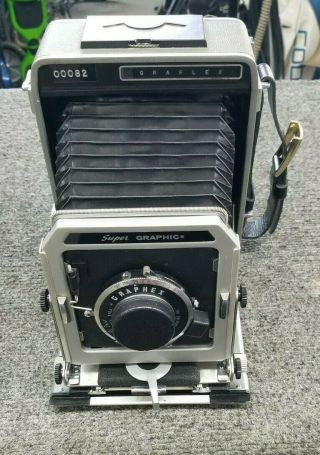 Vintage Graflex Graphic 4x5 Film Camera With 135mm F/4.  7 Lens -