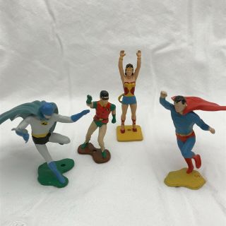 Vintage 1966 Ideal Justice League Figures Batman,  Robin,  Superman,  Wonder Woman