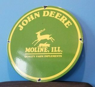 Vintage John Deere Porcelain Gas Farm Implements Service Tractor Sign
