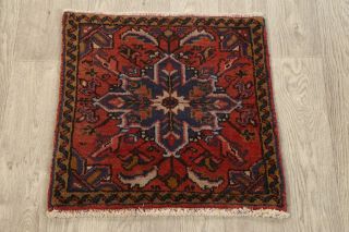 Vintage RED Geometric Traditional Area Rug Hand - knotted Wool Oriental 2x2 Square 2