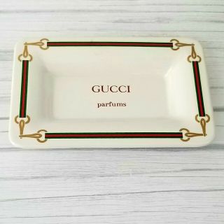Vintage Gucci Parfums Porcelian Dish Jewelry Tray Small Trinket Plate - Chipped