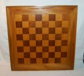 Vintage Wood Inlaid Checker Game Board Usa
