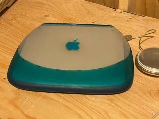 Vintage Apple iBook G3 Laptop Model M2453 Clamshell PowerPC Blueberry 12.  1 