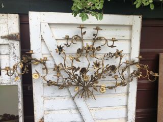 Vintage Italian French Style Tole Gilt Wall Sconce 12 Candle Candelabra