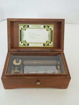 Vintage Thorens Music Box Four Songs 30 Walnut Case Huggler Switzerland