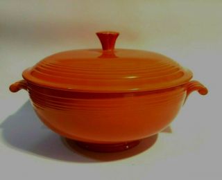 Vintage Fiesta Red Covered Casserole Dish Bowl Radioactive Glaze Rare 1930 