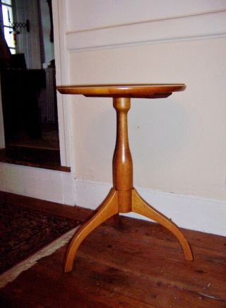 VINTAGE COHASSET COLONIAL CHERRY WOOD SIDE shaker style Hagerty candlestand 3