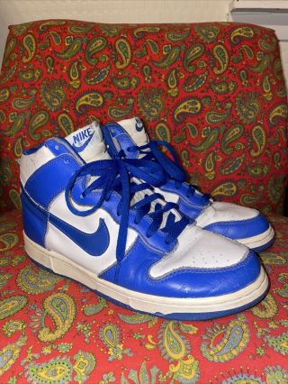 Vintage Nike1 Dunk High Le 1998 Kentucky White Royal Blue Size 9 Us 630335