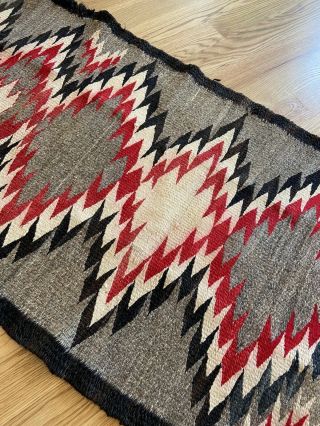 Vintage Navajo Weaving Wool Rug Eye Dazzler Pattern Possible Saddle Blanket 40s