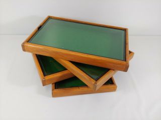 4x Vintage Mini Jewelry Display Case (s) Antique Museum / Shop - Wood & Glass