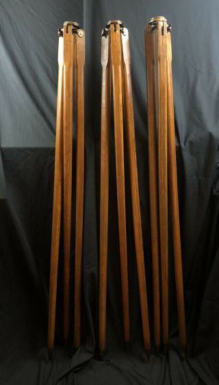 Vintage Dietzgen Wood Tripod For Surveying / Level Solid Mahogany