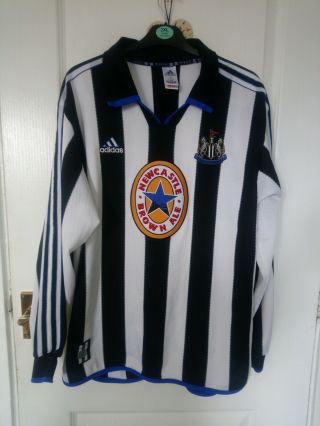 Newcastle United Vintage Xl Home Shirt Long Sleeve Adidas 1999