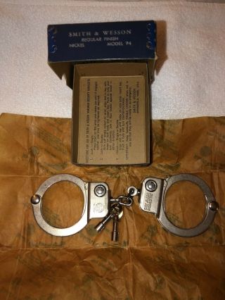 Vintage Smith & Wesson Model 94 Handcuffs Keys (n) Box And Wax Paper