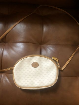 Vintage Gucci Gg Monogram Canvas & Leather Small Shoulder Crossbody Bag