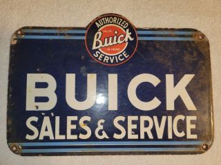 Vintage Buick Authorized Service Porcelain Sign Automotive Dealer Sign Buick
