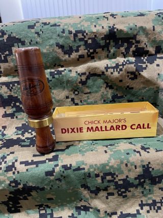 Vintage CHICK MAJOR DON CAHILL Wooden DIXIE MALLARD DUCK CALL Brass Band PAPERS 3
