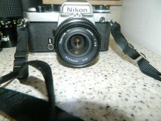 Vintage Nikon Fe Slr 35mm Camera Bundle With Lens And Filters Bag Ac
