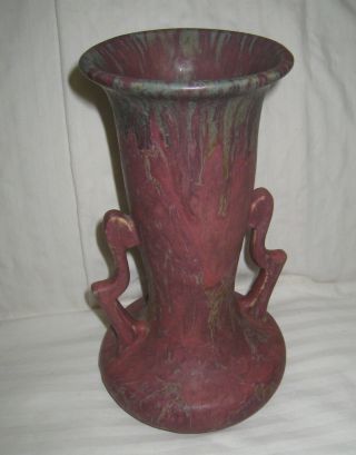 Scarce Vintage 1920’s Roseville Pottery 10” “carnelian Ii” Vase Exceptional Marb
