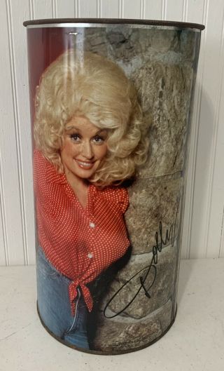 Vintage Dolly Parton Metal Trash Can P&k Co.  1978
