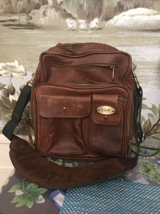 Vintage Orvis Leather Travel Shoulder Bag Handbag Carry On Bag Luggage Brown