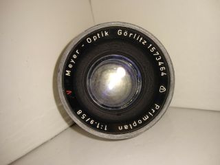 Vintage Meyer Optik Gorlitz Lens w/Case 1:1.  9/58 Primoplan 1950 ' s 3