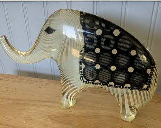 Vintage Abraham Palatnik Lucite Acrylic Elephant Sculpture Figurine Optic Art