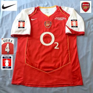 Arsenal Football Shirt Vieira Medium Fa Cup Final 2005 Vintage Nike