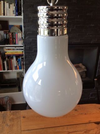 Mid Century Modern Vintage Retro Hanging Chrome & Glass Light Bulb Lamp