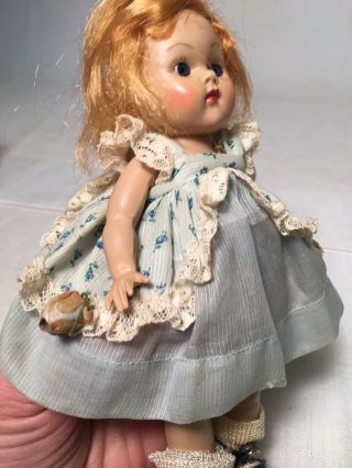 Vintage Early 1950s Strung Vogue Ginny Doll In Blue Party Outfit 3