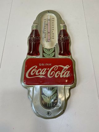 Authentic 1940’s Vintage Coca Cola Advertising Sign Thermometer Robertson Deco