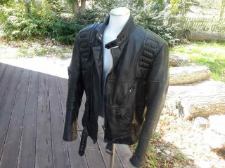 Harley - Davidson Hein Gericke Leather Biker Jacket Vintage Size 42 Long Black