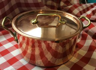 Vintage French E Dehillerin - Stamped - Heavy Stock Pot - Hammered Copper