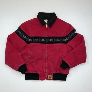 Vintage 90s Carhartt Aztec Navajo Jacket Size M/l Red Tribal