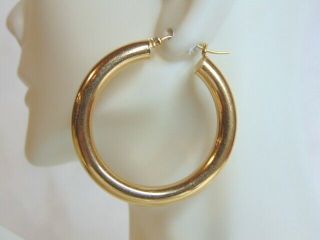 Womens Single Vintage Estate 14k Yellow Gold Hoop Earring,  3.  2g E2922
