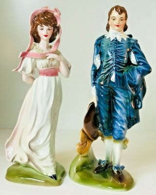 Vintage Florence Ceramics Pasadena 12 " Pair Pinkie & Blue Boy Figurines