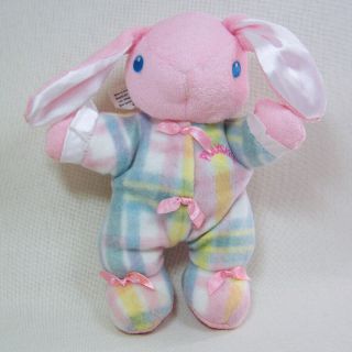 Vintage Playskool Snuzzles Bunny Rabbit Pink Plaid Baby Plush Lovey 1996