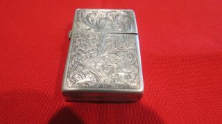 Vintage Case For Zippo Engraved Silver 800 Fine Silver Lighter Made In Italy