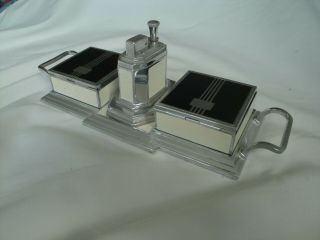 Vintage Ronson Art Metal Touch Tip Lighter Storage Tray Art Deco Cigarette 4
