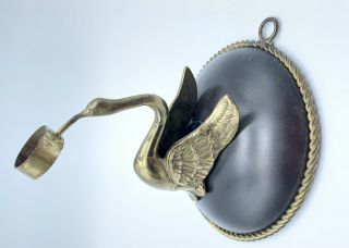 Vintage Petites Choses Brass Metal Wall Hanging Candle Holder Sconce Heron Crane